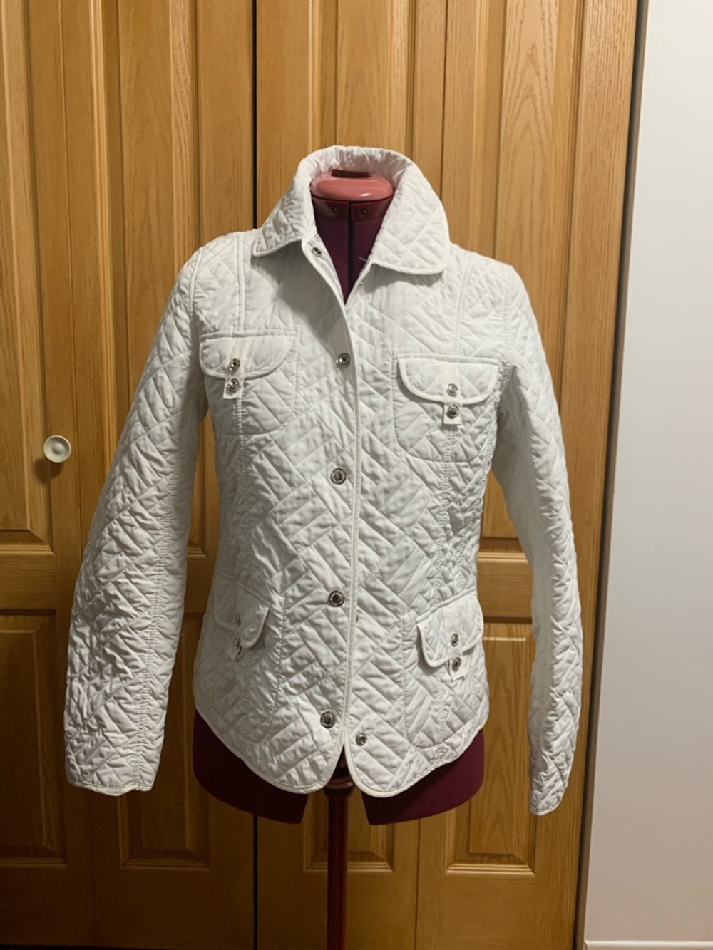 JM Collection White Quilted Utility Jacket